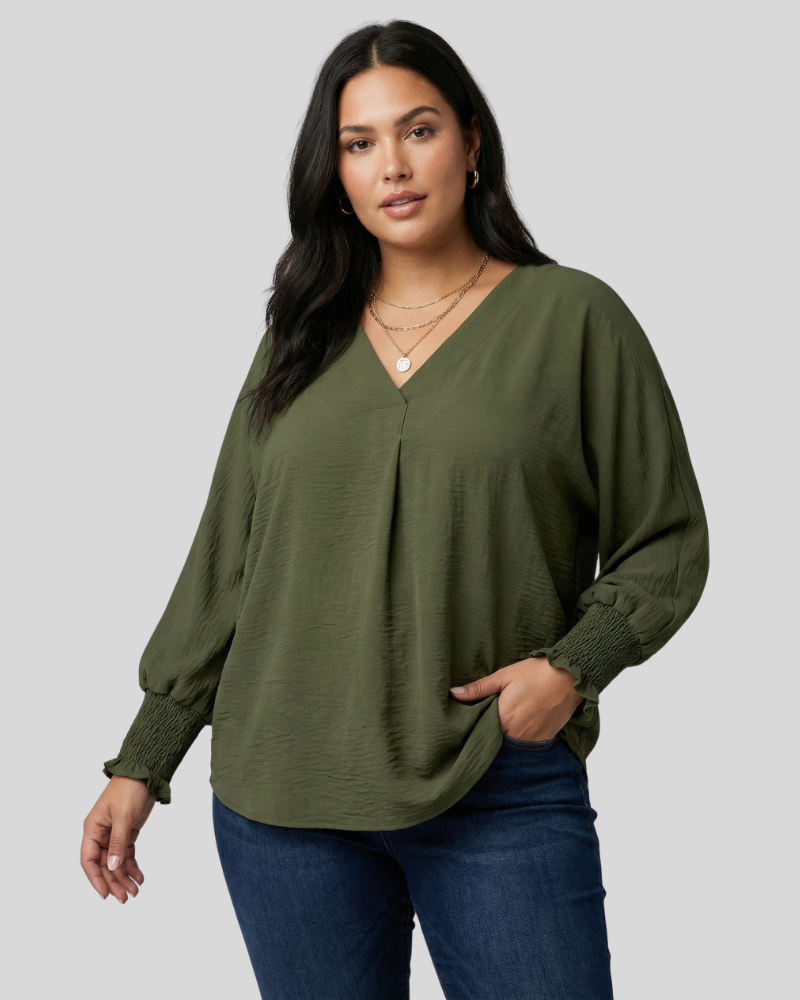 Amy™ - Casual 3/4 Sleeve V-Neck Loose Fit Blouse