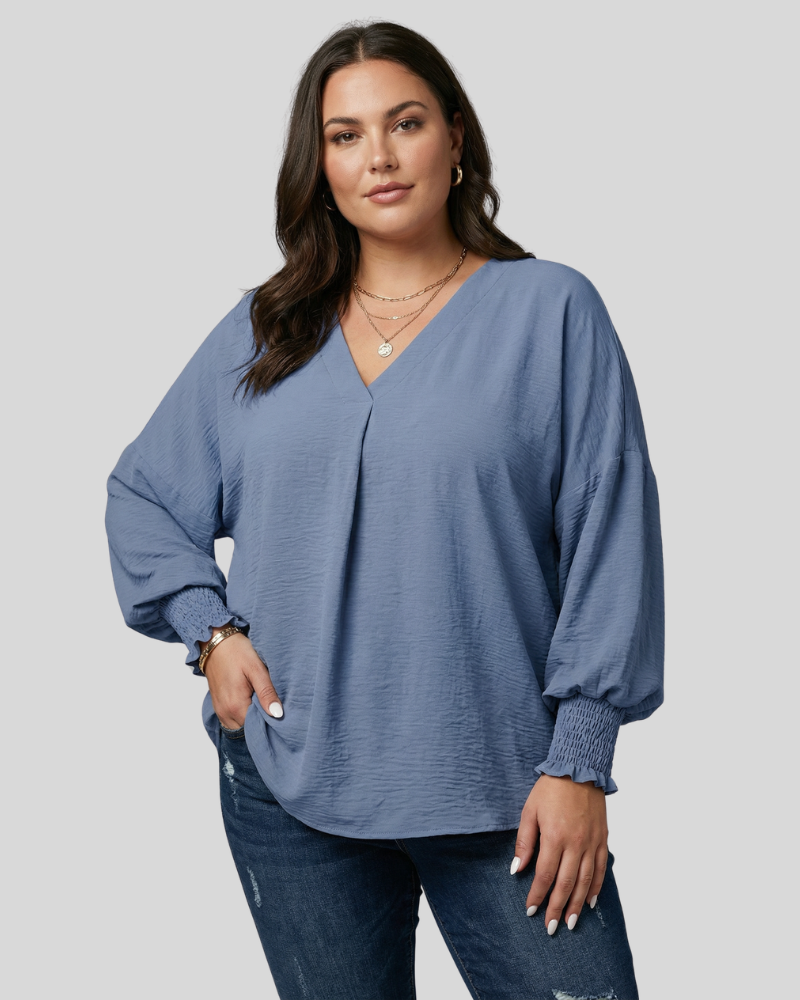 Amy™ - Casual 3/4 Sleeve V-Neck Loose Fit Blouse