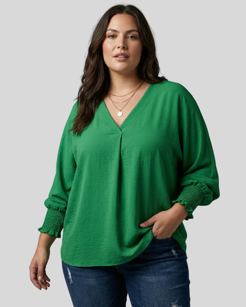 Amy™ - Casual 3/4 Sleeve V-Neck Loose Fit Blouse