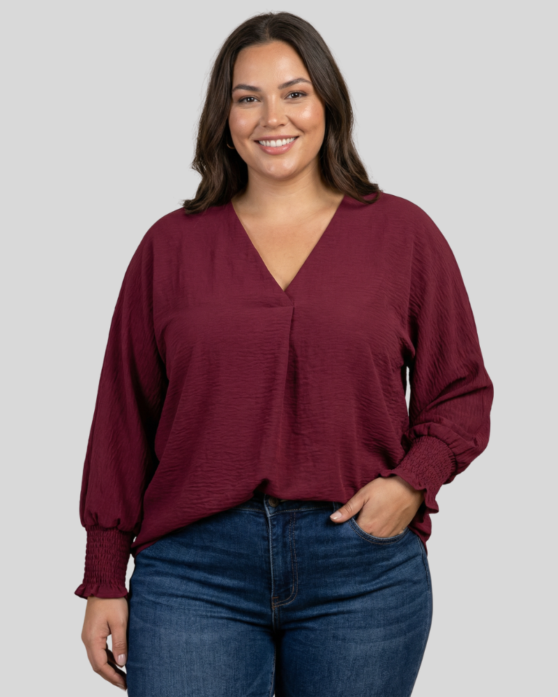 Amy™ - Casual 3/4 Sleeve V-Neck Loose Fit Blouse