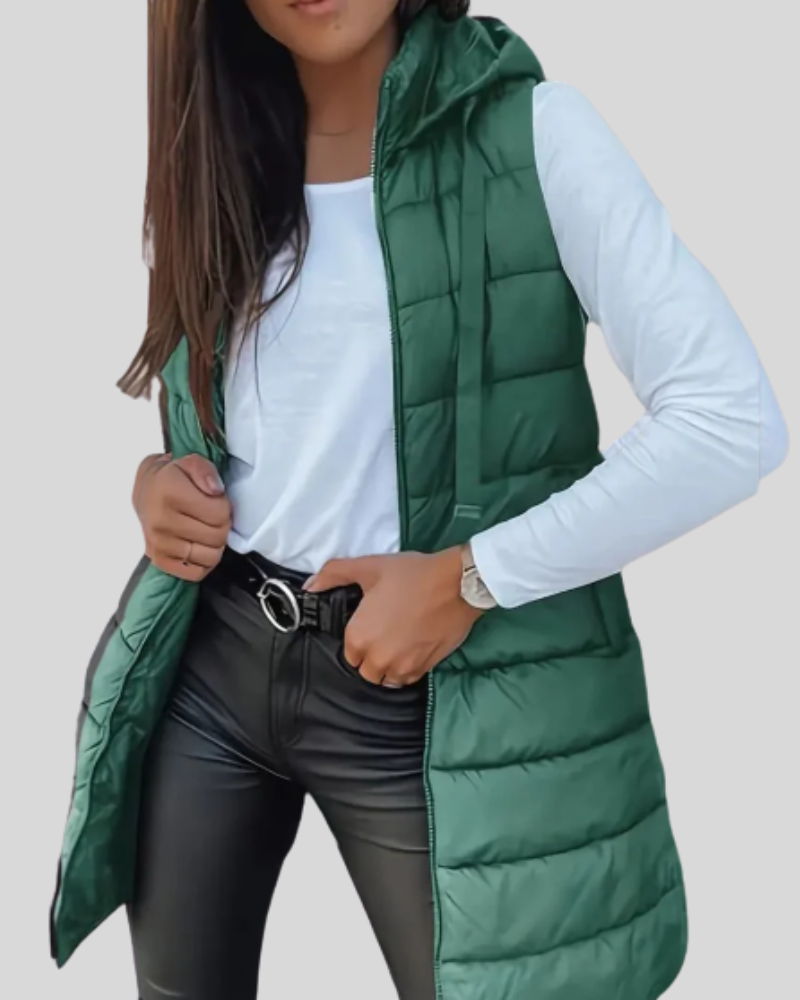 Spring™ - Casual Sleeveless Hood Long Puffer Vest