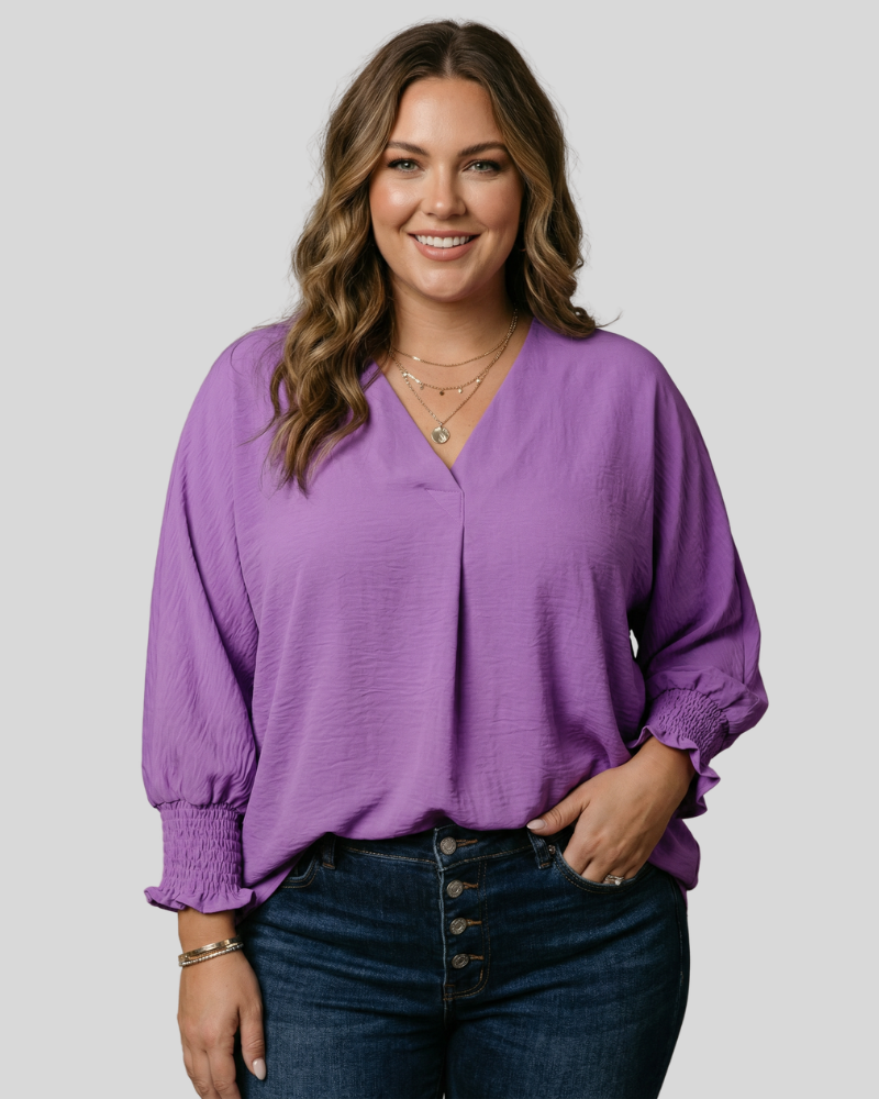 Amy™ - Casual 3/4 Sleeve V-Neck Loose Fit Blouse