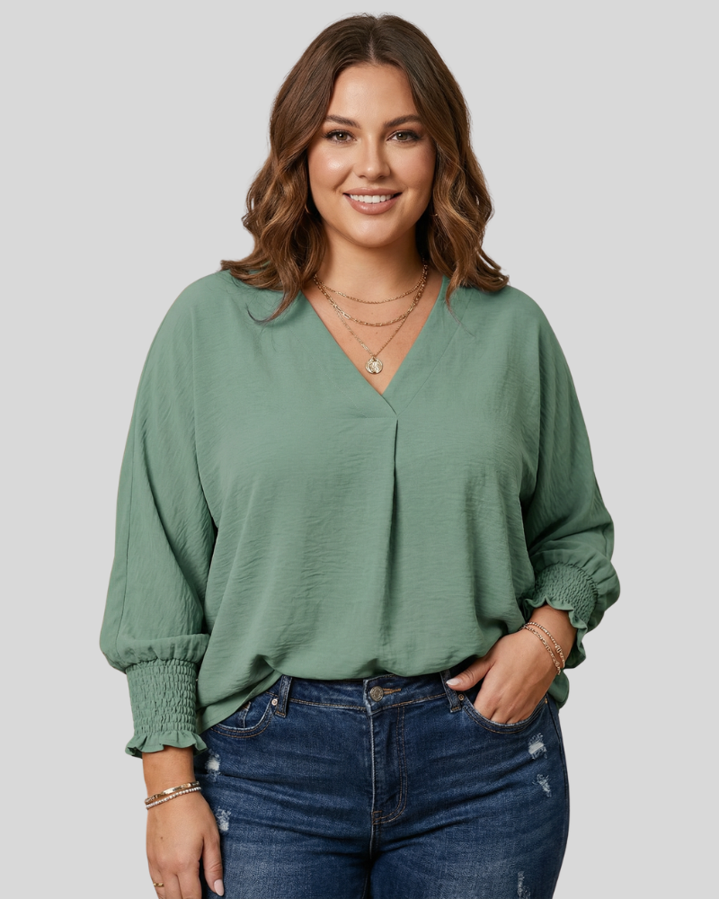 Amy™ - Casual 3/4 Sleeve V-Neck Loose Fit Blouse