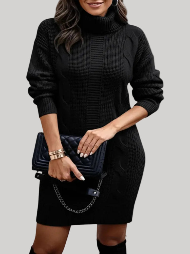 Catherine - Cozy Knit Turtleneck Sweater Dress