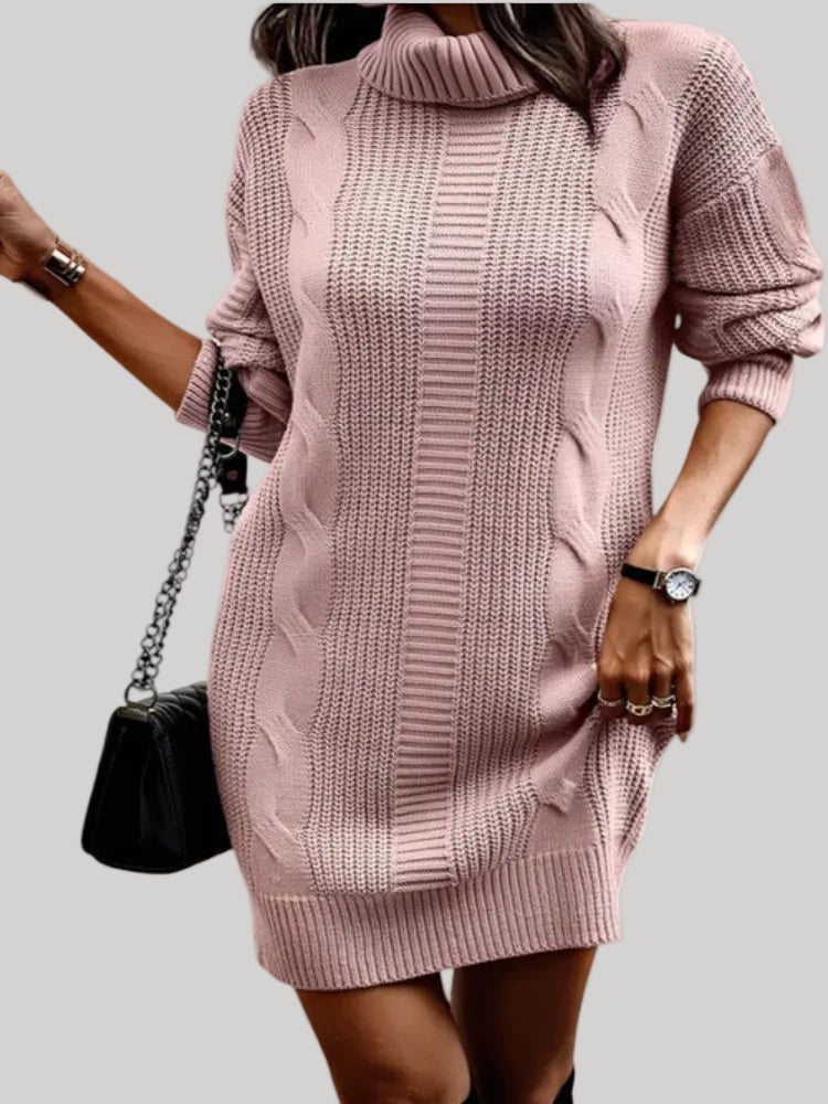 Catherine - Cozy Knit Turtleneck Sweater Dress