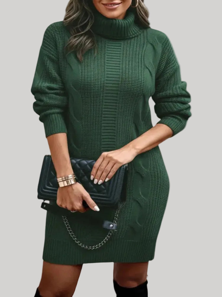 Catherine - Cozy Knit Turtleneck Sweater Dress