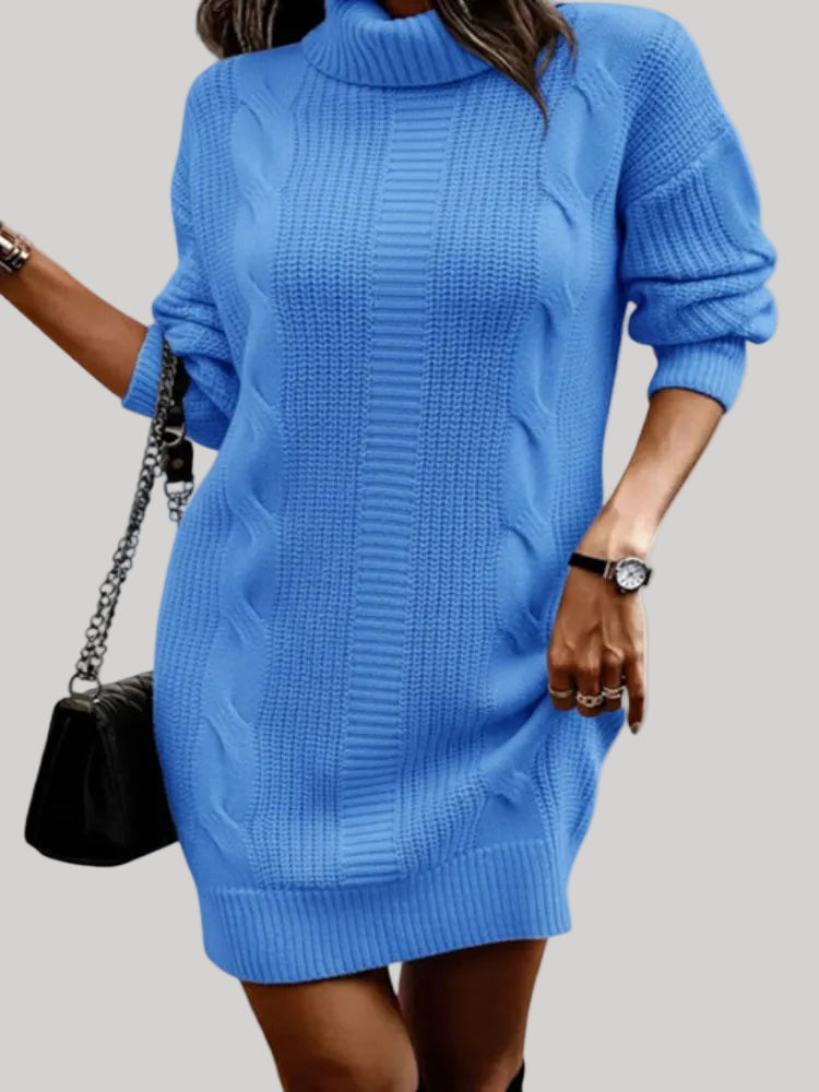 Catherine - Cozy Knit Turtleneck Sweater Dress
