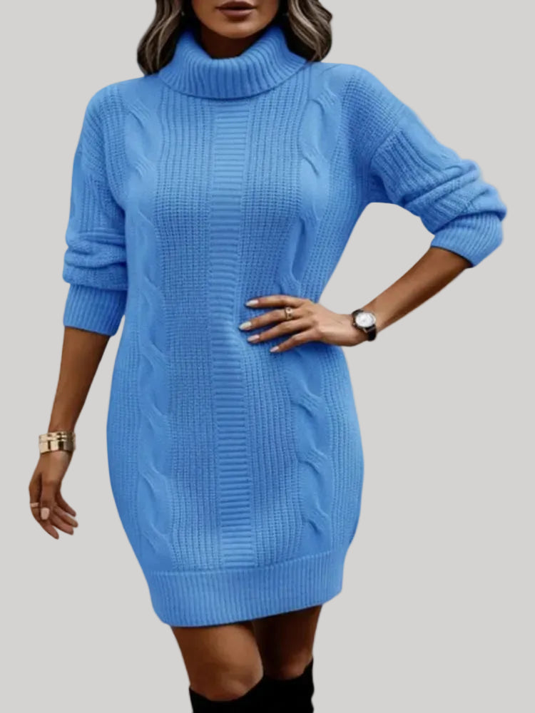 Catherine - Cozy Knit Turtleneck Sweater Dress