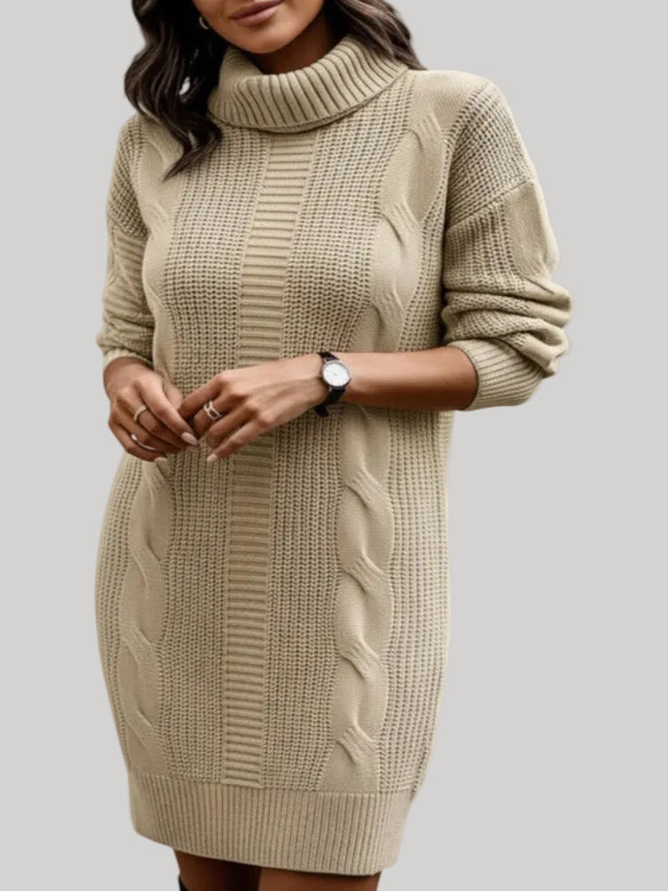 Catherine - Cozy Knit Turtleneck Sweater Dress