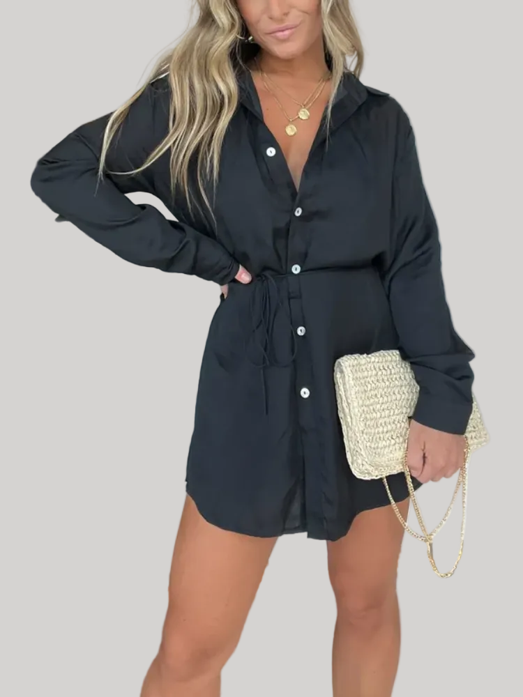 Essential Satin Shirt Dress